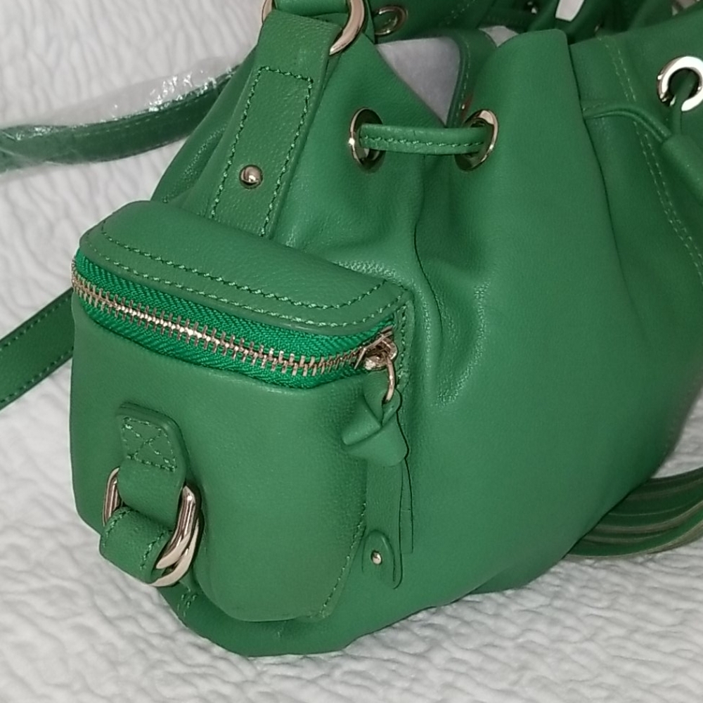 HAYDEN HARNETT GREEN LEATHER CROSS BODY BAG NWT - Picture 5 of 16